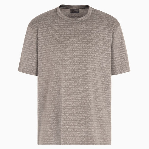 Load image into Gallery viewer, EMPORIO ARMANI Jersey T-shirt with all-over jacquard lettering
