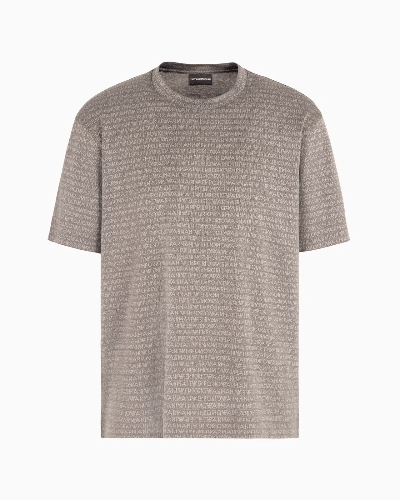 EMPORIO ARMANI Jersey T-shirt with all-over jacquard lettering