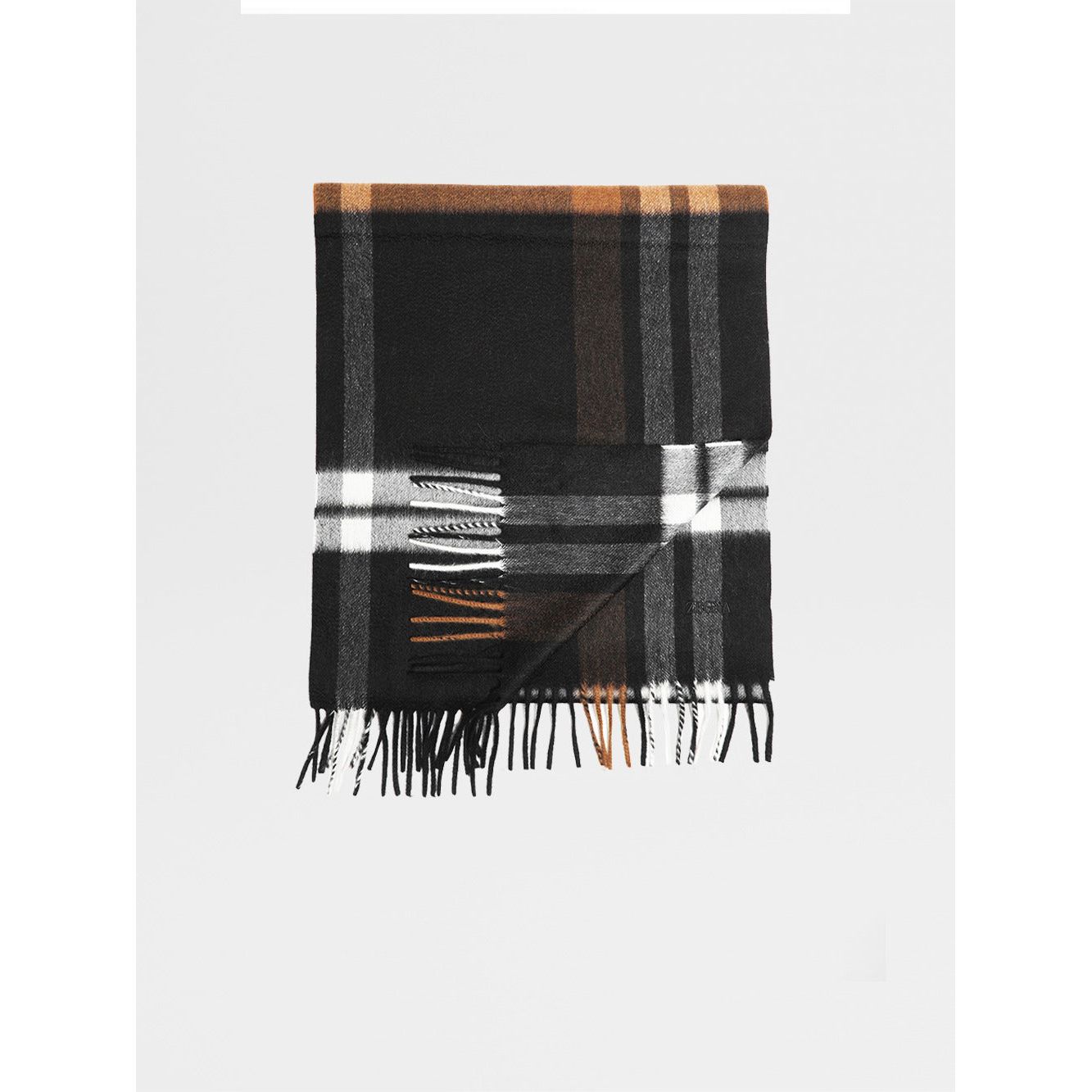 ZEGNA BLACK CHECK OASI CASHMERE SCARF