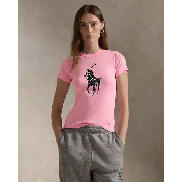 RALPH LAUREN Pink Pony Cotton Rib-knit Tee