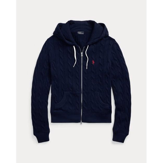 RALPH LAUREN Cable-Knit Cotton Full-Zip Hoodie