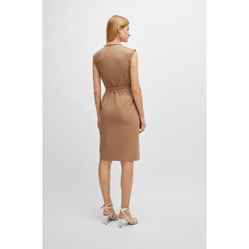 Load image into Gallery viewer, BOSS BELTED WRAP DRESS IN A LINEN BLEND - Yooto
