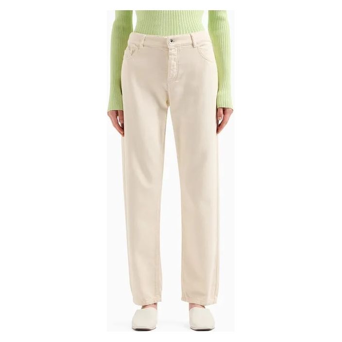 EMPORIO ARMANI J04 MID-RISE STRAIGHT-LEG TROUSERS IN ASV WORN-LOOK ORGANIC COTTON - Yooto