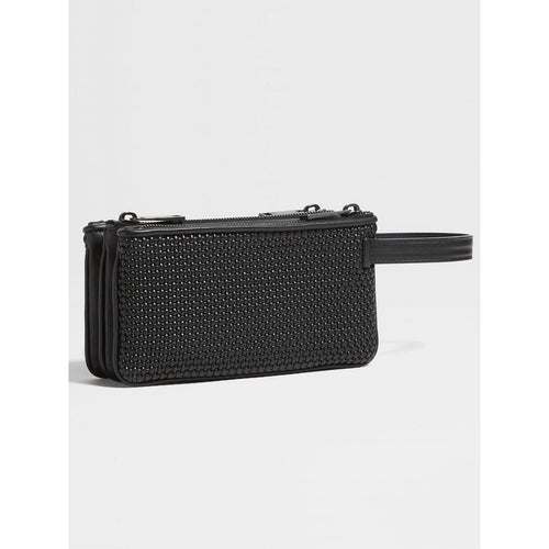 Load image into Gallery viewer, ZEGNA BLACK PELLETESSUTA™ LEATHER TRIPLE ZIP POUCH
