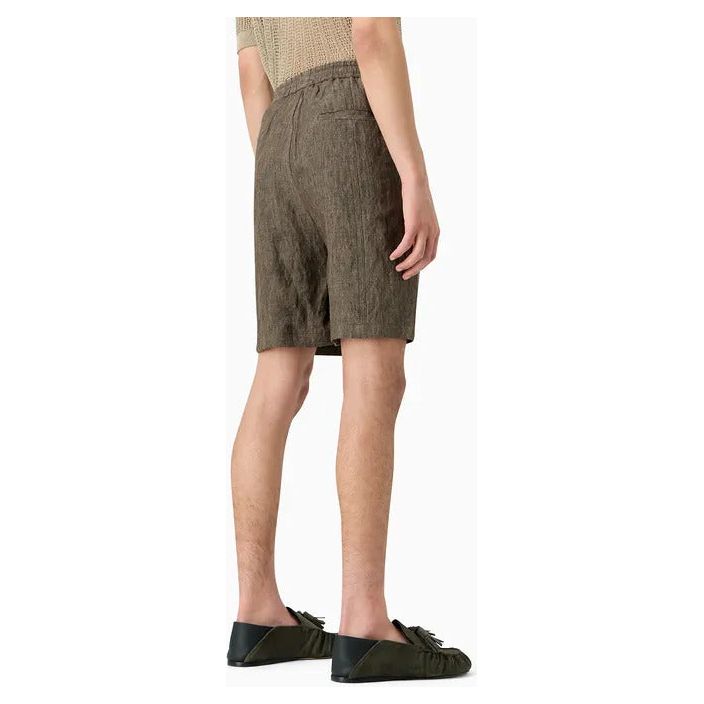 EMPORIO ARMANI BERMUDA SHORTS IN FADED LINEN WITH A CRÊPE TEXTURE, WITH DRAWSTRING - Yooto