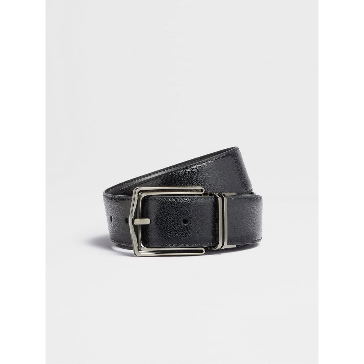 ZEGNA BLACK REVERSIBLE LEATHER BELT