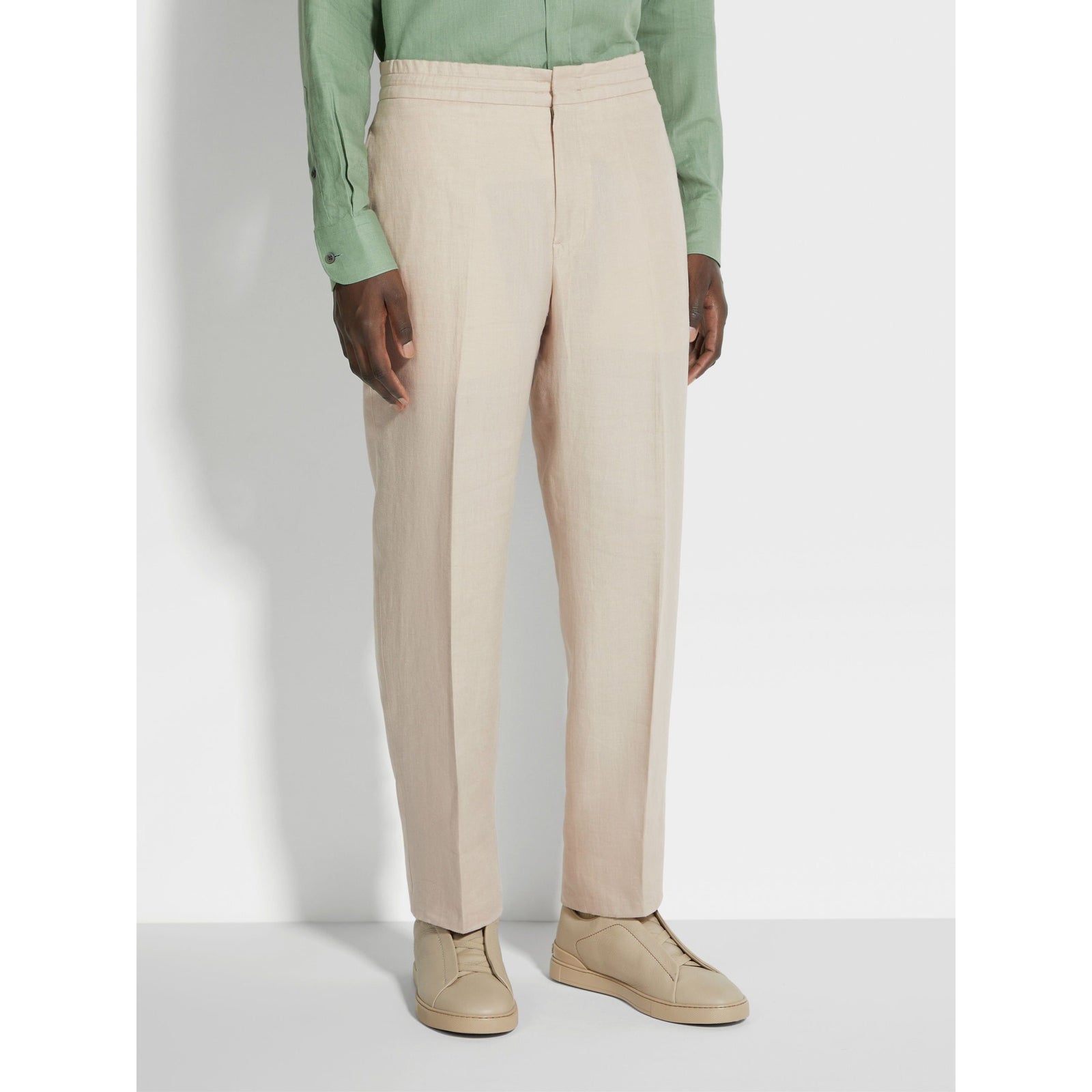 ZEGNA LIGHT BEIGE OASI LINO PANTS