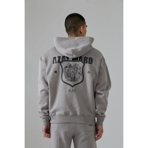 Load image into Gallery viewer, AZAT MARD GREY CREST HOODIE
