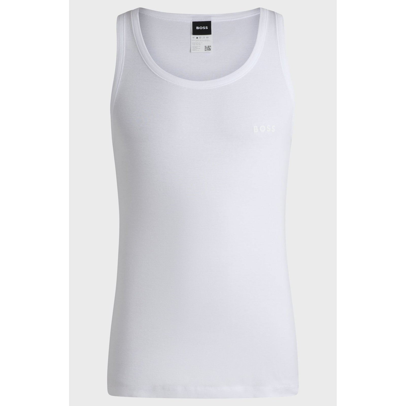 BOSS RIBBED-COTTON UNDERWEAR VEST WITH LOGO PRINT