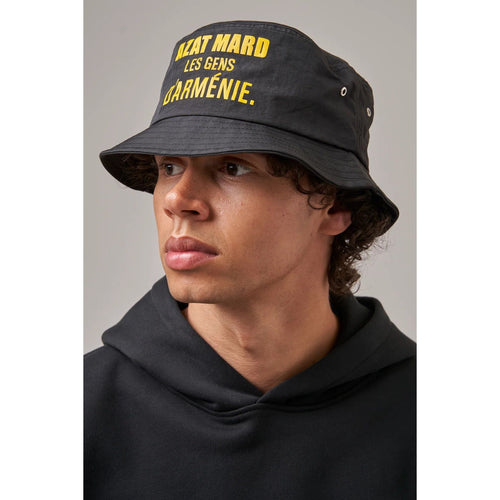 Load image into Gallery viewer, AZAT MARD LES GENS BLACK/YELLOW BUCKET HAT - Yooto
