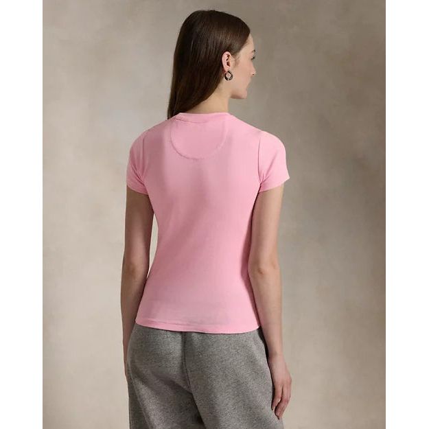 RALPH LAUREN Pink Pony Cotton Rib-knit Tee