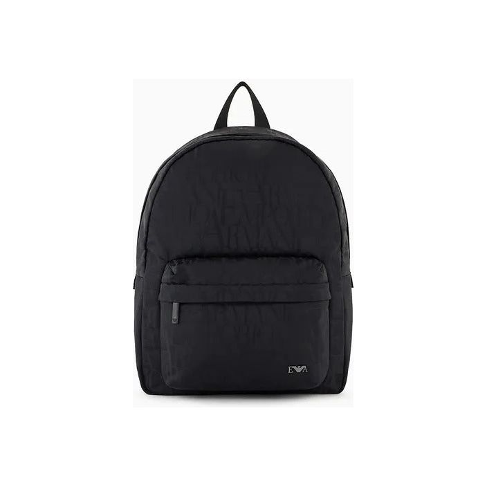 EMPORIO ARMANI KIDS NYLON BACKPACK WITH ALL-OVER, JACQUARD LOGO LETTERING