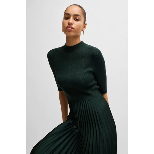 Load image into Gallery viewer, BOSS CROPPED-SLEEVE DRESS WITH PLISSÉ SKIRT
