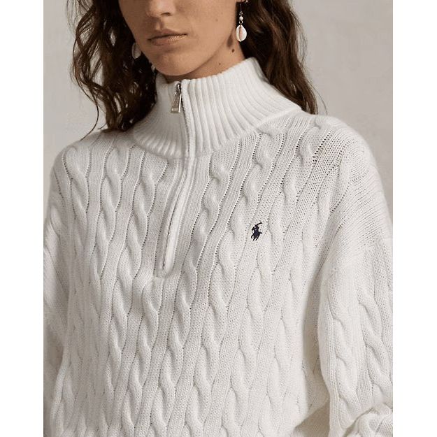 RALPH LAUREN Cable-Knit Cotton Quarter-Zip Jumper