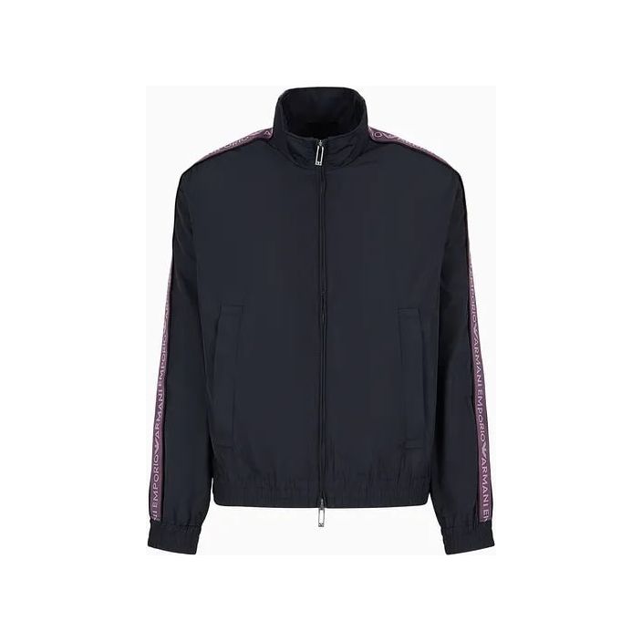 EMPORIO ARMANI FULL-ZIP BLOUSON IN LIGHT NYLON WITH LOGO TAPE