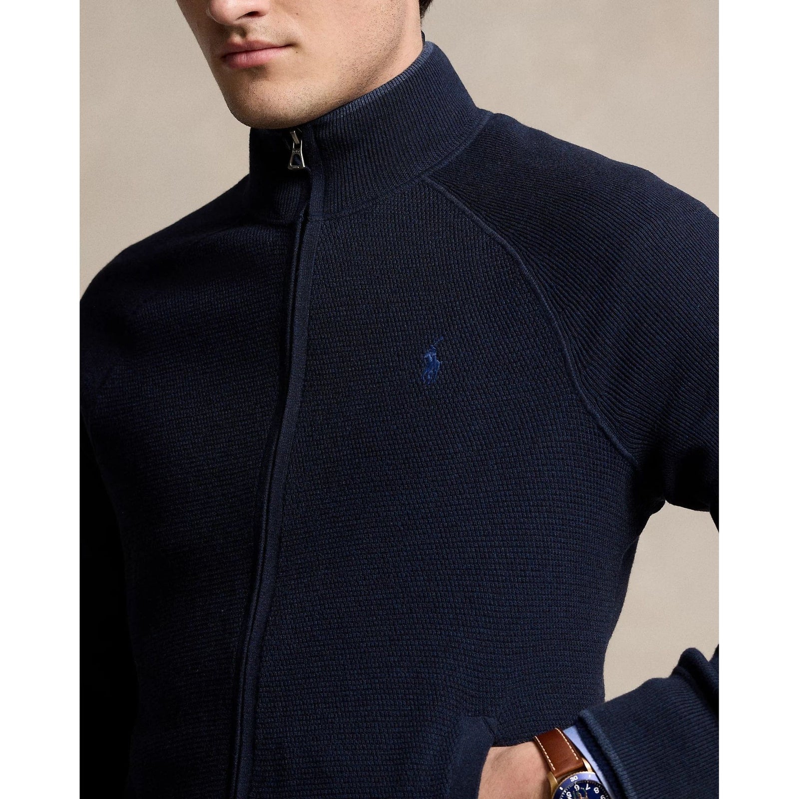 POLO RALPH LAUREN TEXTURED COTTON FULL-ZIP JUMPER