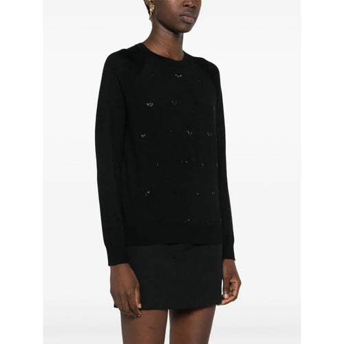 Load image into Gallery viewer, EMPORIO ARMANI rhinestone-logo fine-knit jumper
