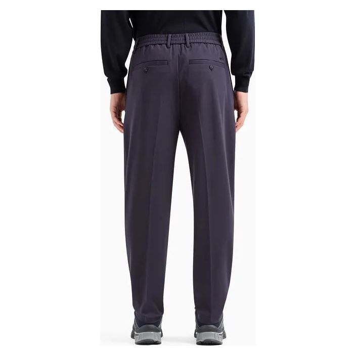 EMPORIO ARMANI TRAVEL ESSENTIALS TROUSERS IN A VISCOSE JERSEY BLEND WITH RIBS AND ELASTICATED WAIST