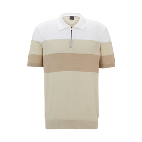 Load image into Gallery viewer, BOSS POLO-STYLE SWEATER IN LINEN BLEND WITH ZIP COLLAR - Yooto
