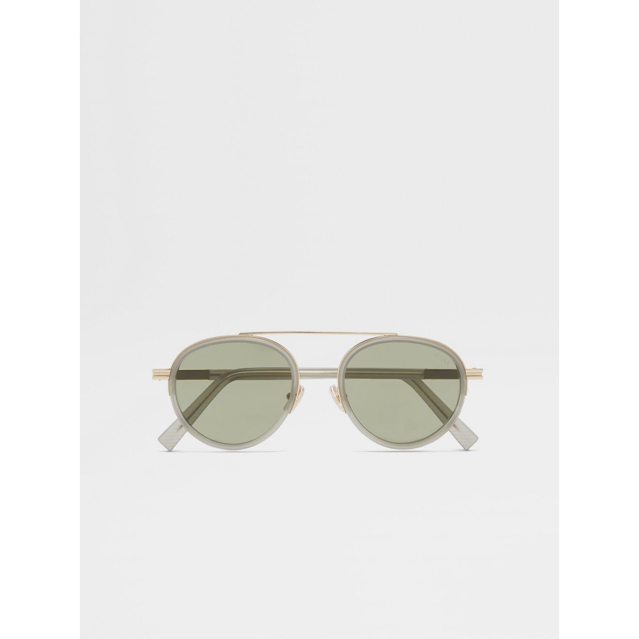 ZEGNA GREEN ORIZZONTE II ACETATE AND METAL SUNGLASSES