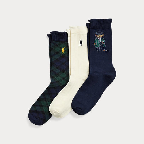 Load image into Gallery viewer, RALPH LAUREN Polo Bear Crew Sock 3-Pack
