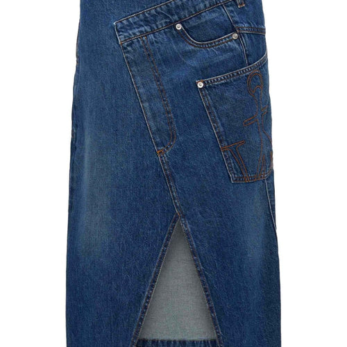 Load image into Gallery viewer, JW Anderson wrap-design denim skirt
