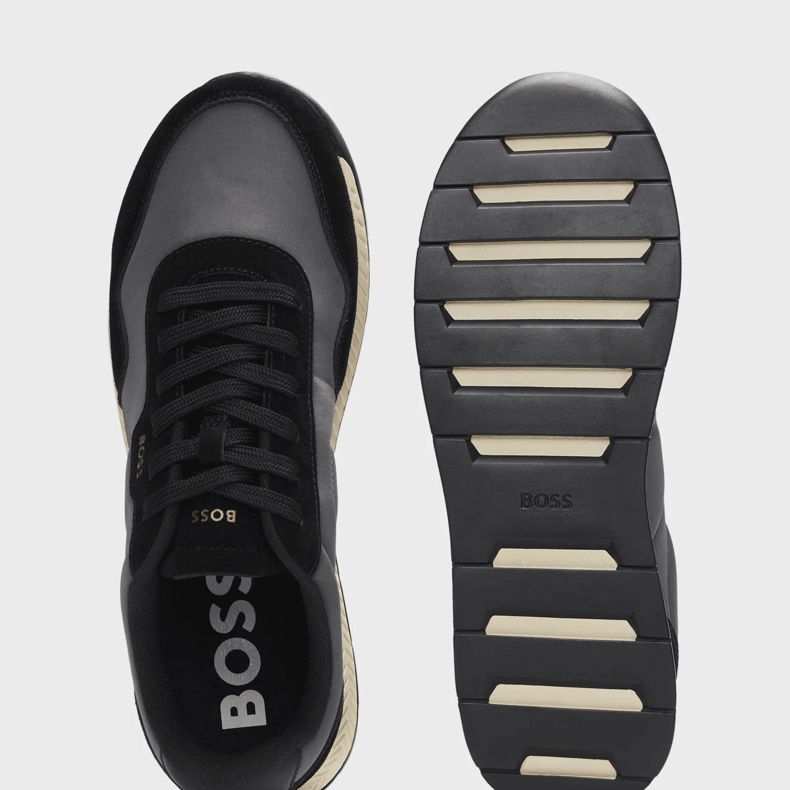 BOSS Mixed-material trainers with suede trims