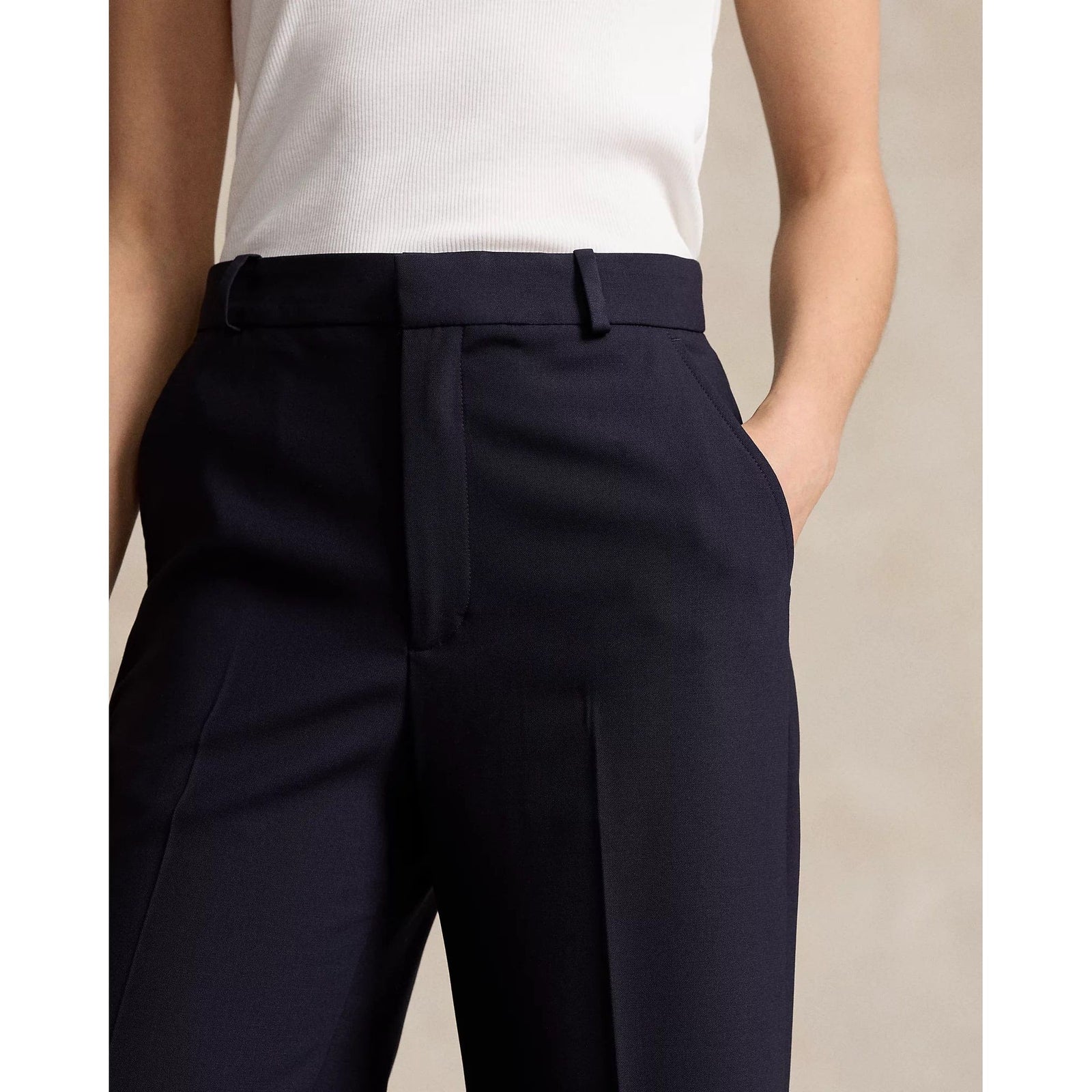 RALPH LAUREN Stretch Wool Faille Wide-Leg Trouser