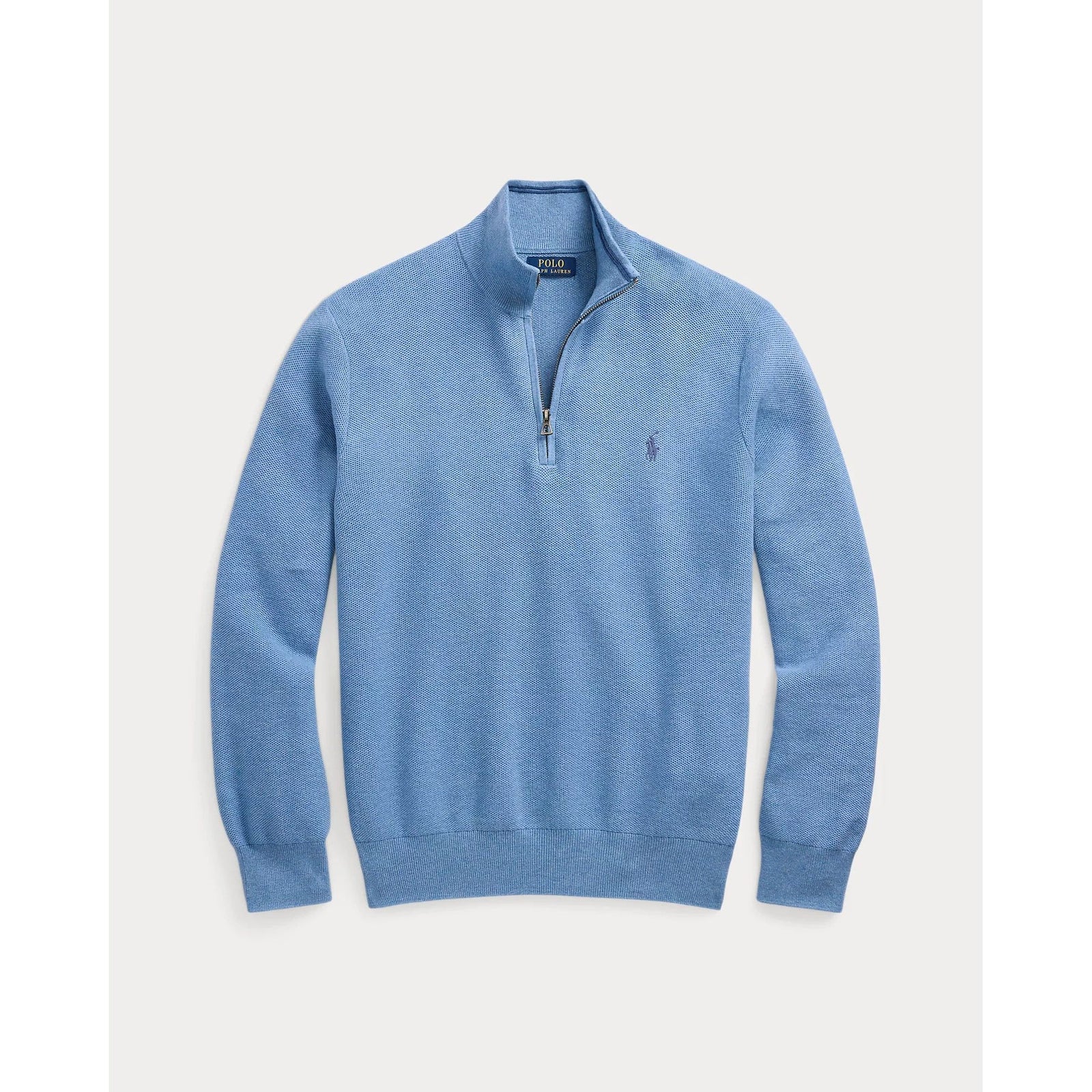 RALPH LAUREN Mesh-Knit Cotton Quarter-Zip Jumper