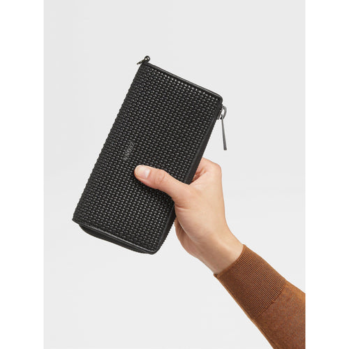 Load image into Gallery viewer, ZEGNA BLACK PELLETESSUTA™ LEATHER CONTINENTAL PHONE WALLET
