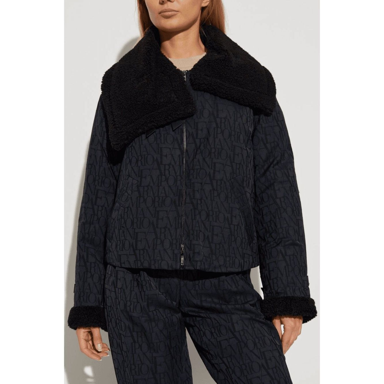 EMPORIO ARMANI fur-trim jacket