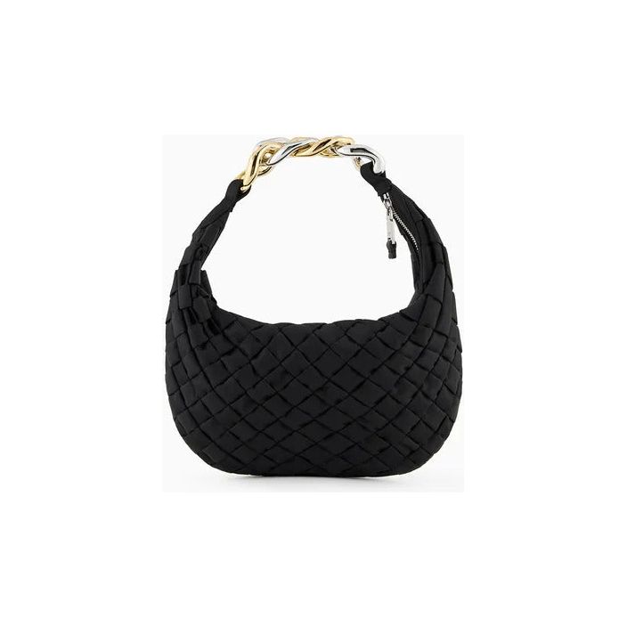 EMPORIO ARMANI ASV WOVEN RECYCLED NYLON HANDBAG WITH CHAIN HANDLE - Yooto