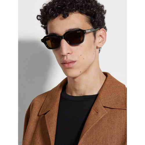 Load image into Gallery viewer, ZEGNA BLACK AND HAVANA ACETATE SUNGLASSES
