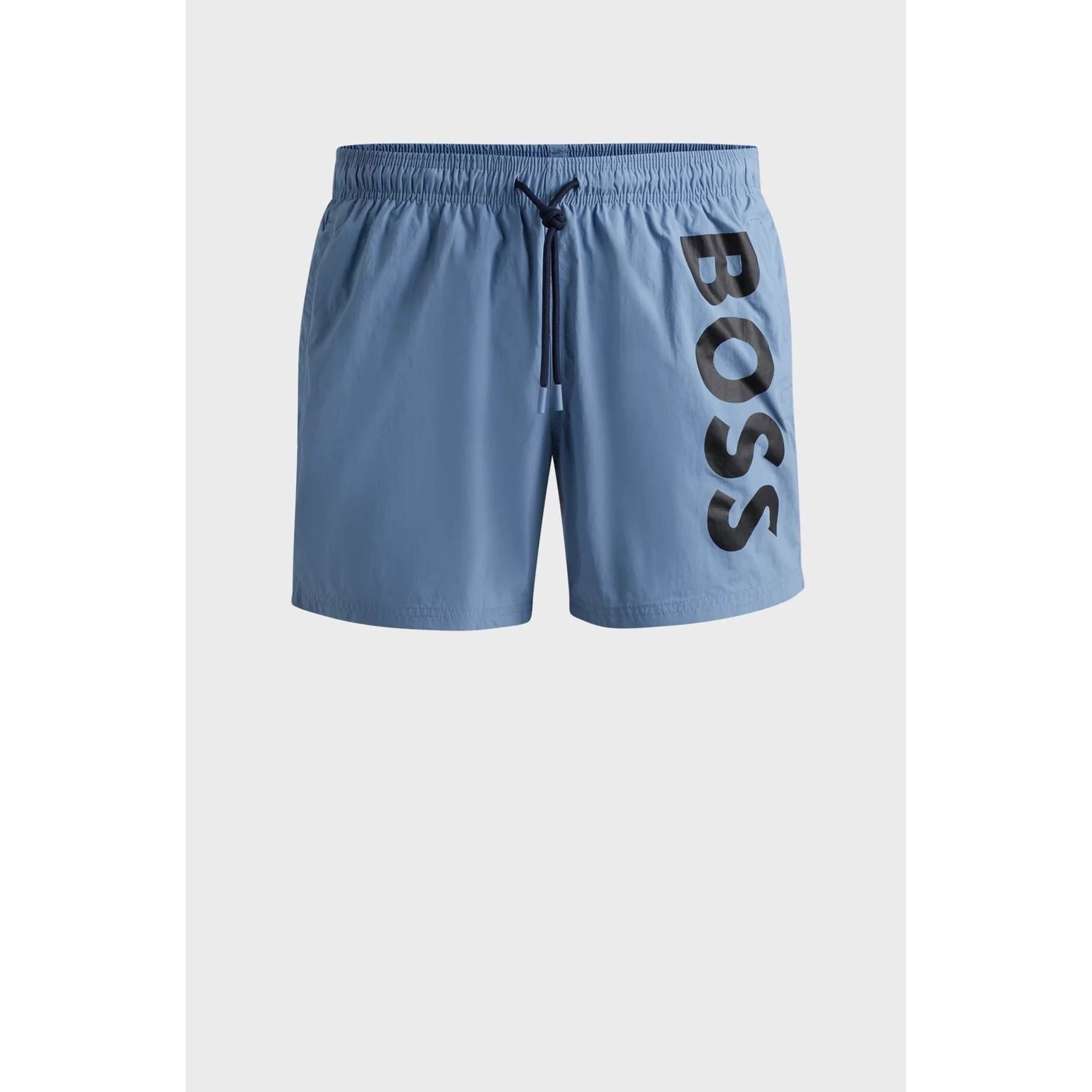 BOSS VERTICAL-LOGO-PRINT SWIM SHORTS IN QUICK-DRY POPLIN