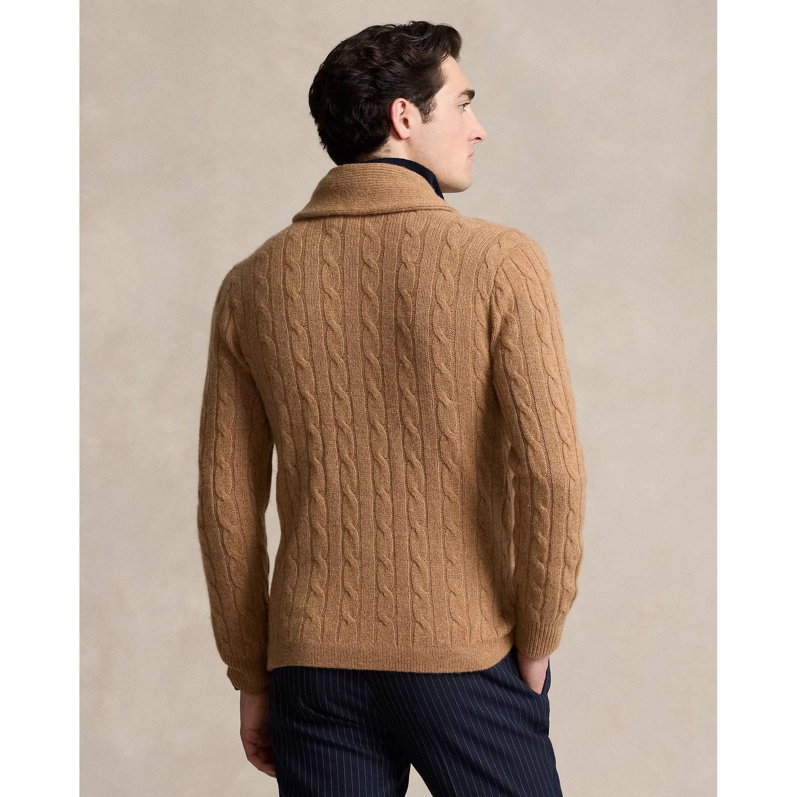 RALPH LAUREN Cable-Knit Cashmere Shawl Cardigan