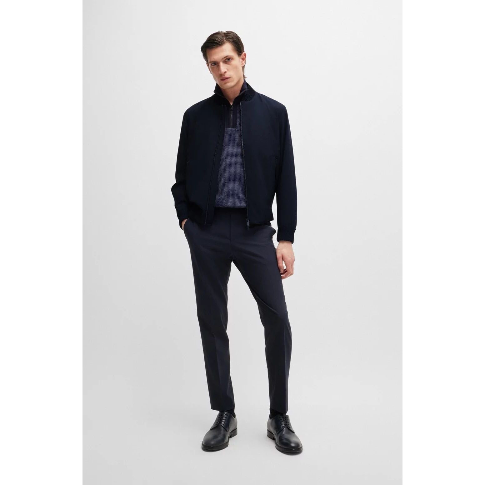 BOSS SLIM-FIT BLOUSON JACKET IN A WOOL BLEND