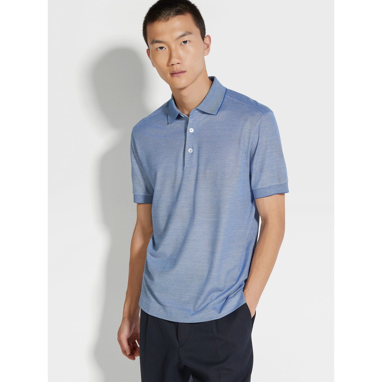 ZEGNA COTTON AND SILK POLO SHIRT