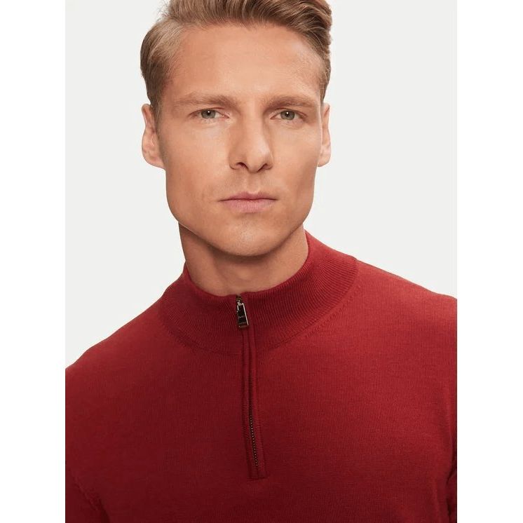 BOSS REGULAR-FIT ZIP-NECK SWEATER IN VIRGIN WOOL