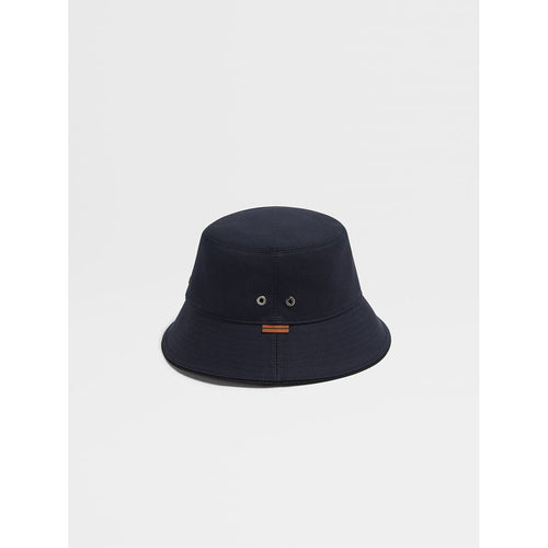 Load image into Gallery viewer, ZEGNA NAVY BLUE COTTON AND WOOL BUCKET HAT
