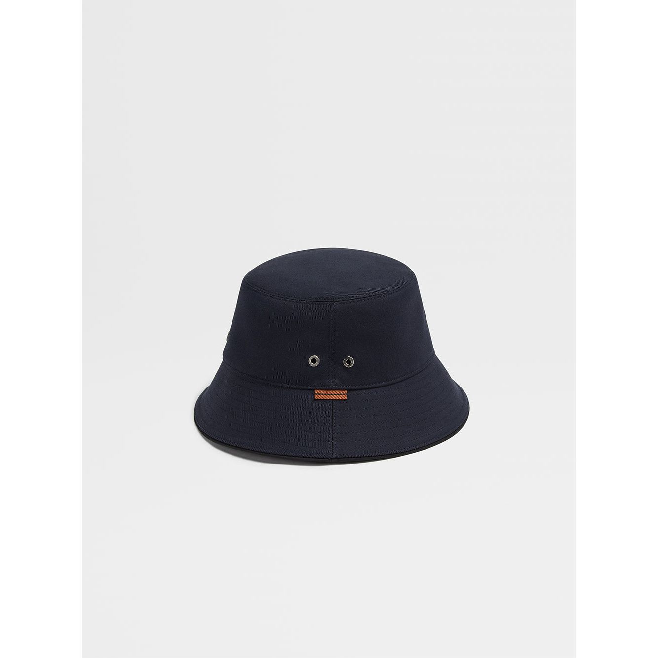 ZEGNA NAVY BLUE COTTON AND WOOL BUCKET HAT