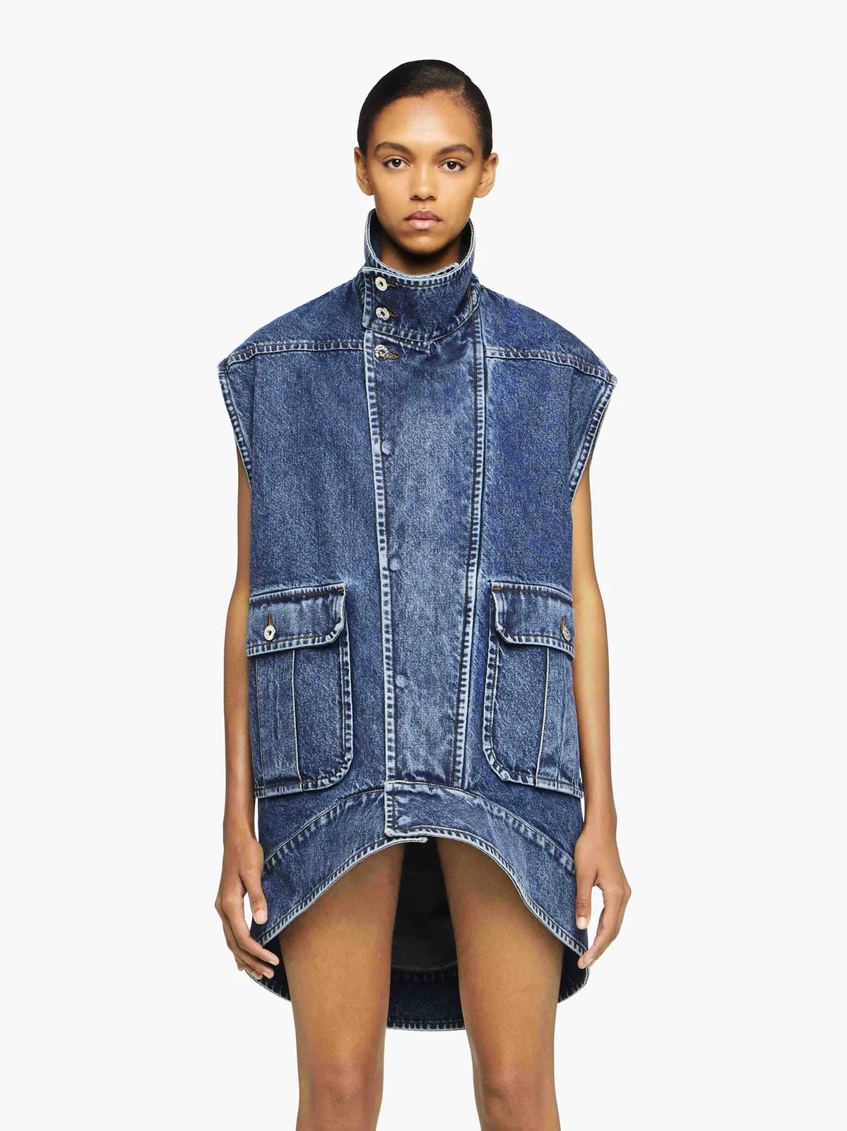 JW Anderson OVERSIZED SLEEVELESS HIGH NECK JACKET