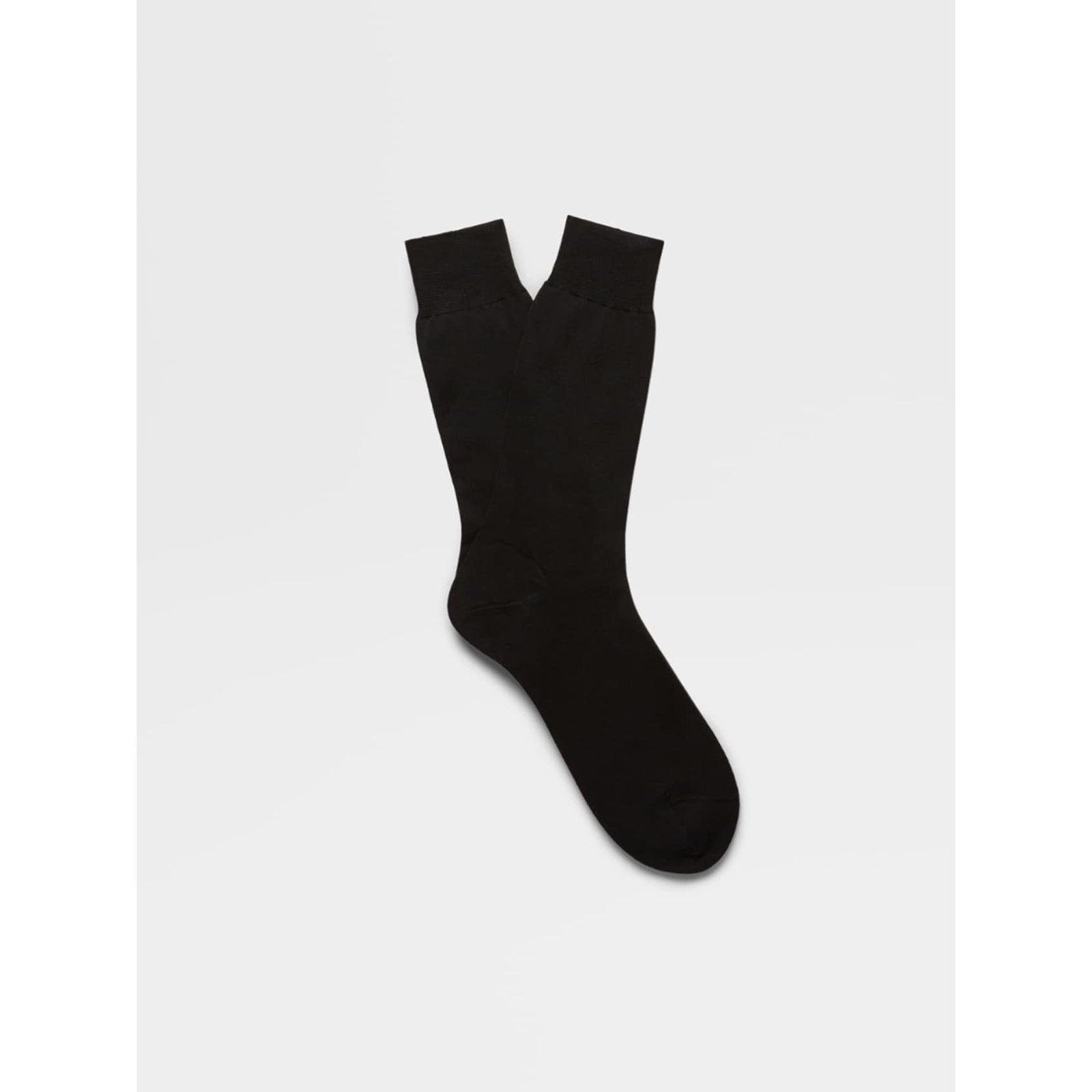 ZEGNA Plain Black Mid Calf Socks