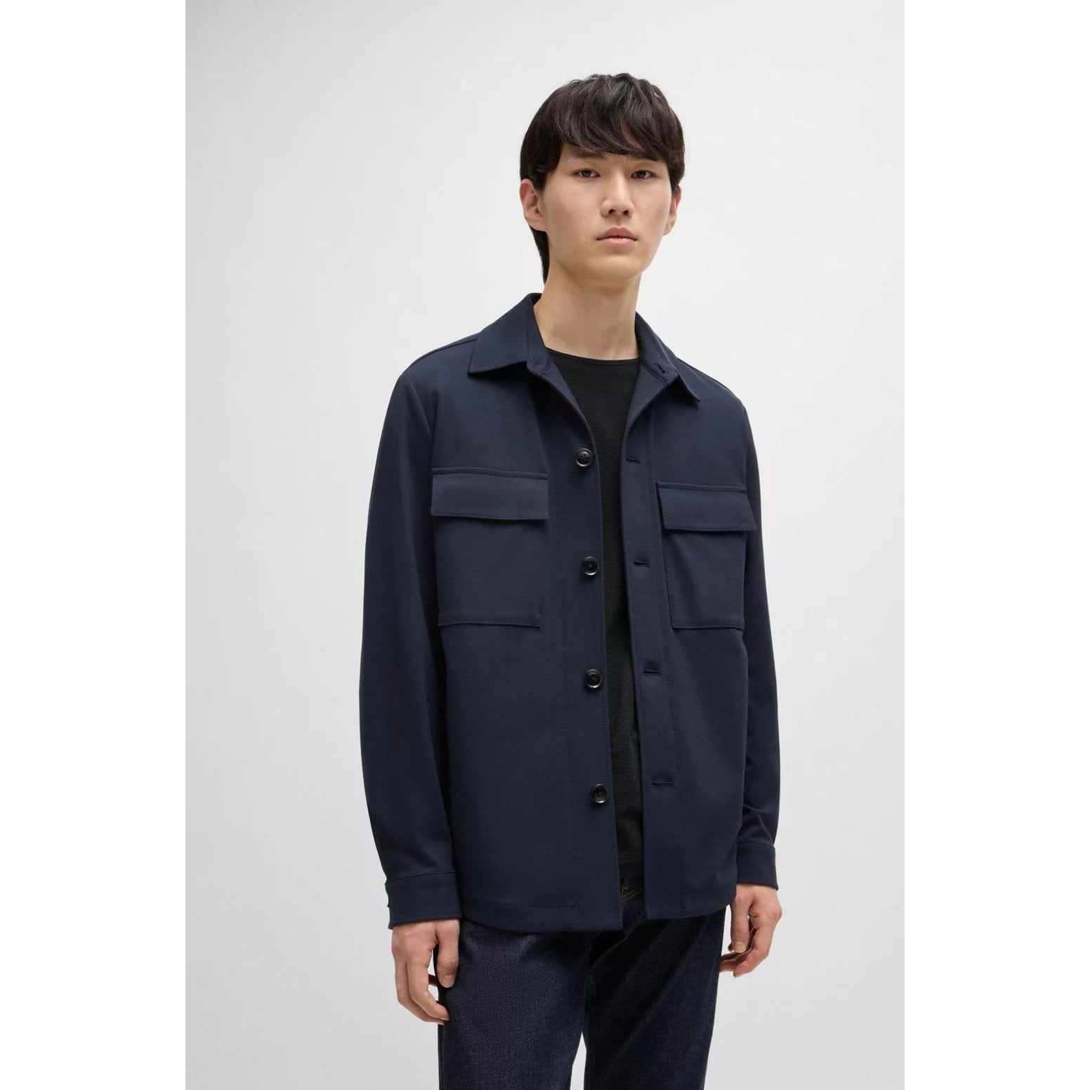 BOSS RELAXED-FIT OVERSHIRT IN STRETCH JERSEY