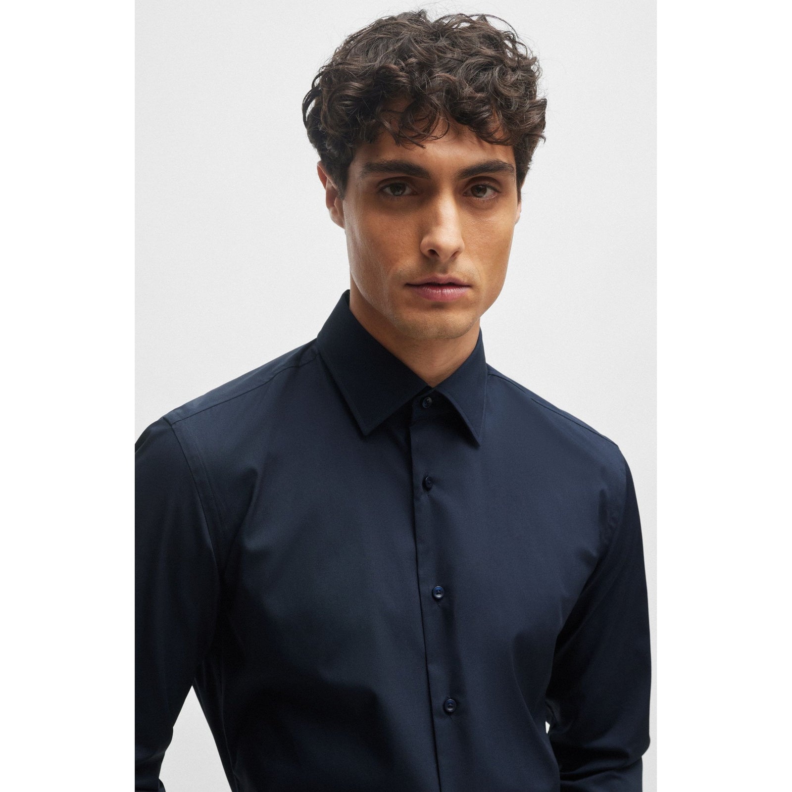 BOSS SLIM-FIT SHIRT IN EASY-IRON STRETCH-COTTON POPLIN