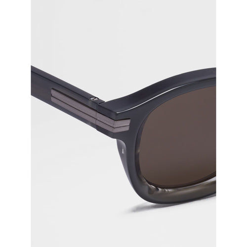 Load image into Gallery viewer, ZEGNA OPAL GREY AND STRIPED GREY AURORA I ACETATE SUNGLASSES
