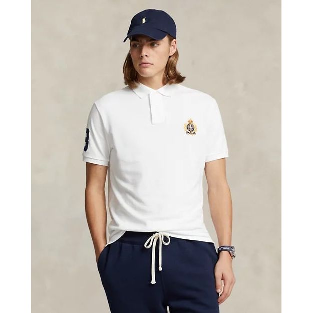 POLO RALPH LAUREN CUSTOM SLIM TRIPLE-PONY MESH POLO SHIRT - Yooto