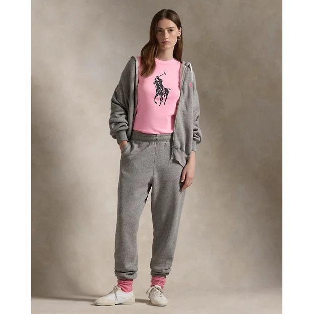 RALPH LAUREN Pink Pony Cotton Rib-knit Tee