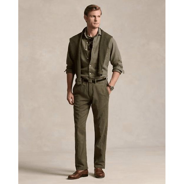 RALPH LAUREN Straight Fit Linen-Cotton Trouser