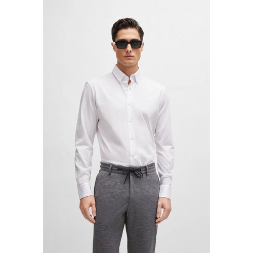 Load image into Gallery viewer, BOSS REGULAR-FIT SHIRT IN STRUCTURED COTTON-BLEND JERSEY
