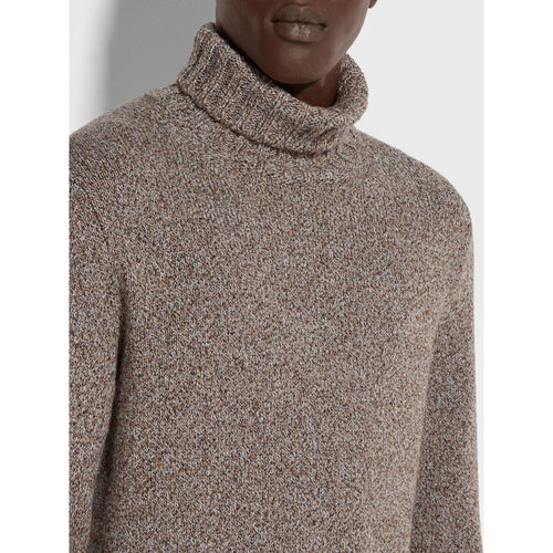 Load image into Gallery viewer, ZEGNA DARK FOLIAGE AND TAUPE OASI CASHMERE TURTLENECK
